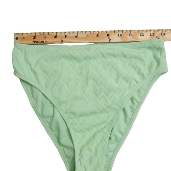 Bikini Bottoms High Leg High Waist Xhilaration Green Chevron Women's Size L - Picture 3 of 9